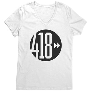 418 Black Logo Womans V-neck T-shirt