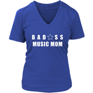 Bad@ss Music Mom Ladies V-Neck Tee - Audio Swag