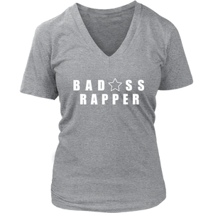 Bad@ss Rapper Ladies V-Neck T-shirt - Audio Swag