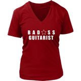 Bad@ss Guitarist Ladies V-Neck Tee