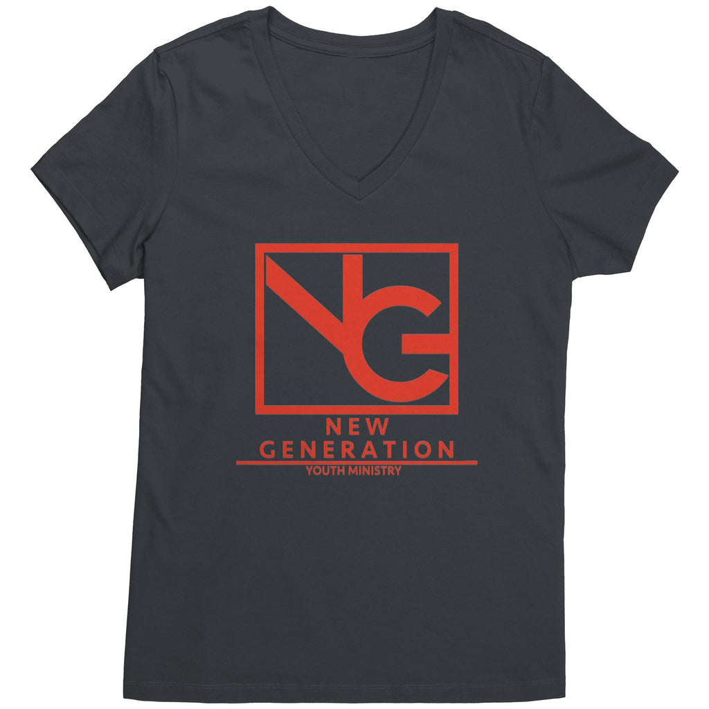 2023 New Generation Red Logo Ladies V-neck T-shirt