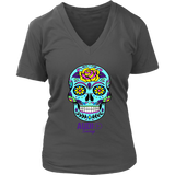 Sugar Skull Rose Ladies V-neck T-shirt