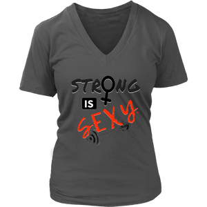 Strong is Sexy Ladies V-neck T-shirt - Audio Swag