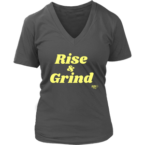 Rise and Grind Ladies V-neck T-shirt - Audio Swag