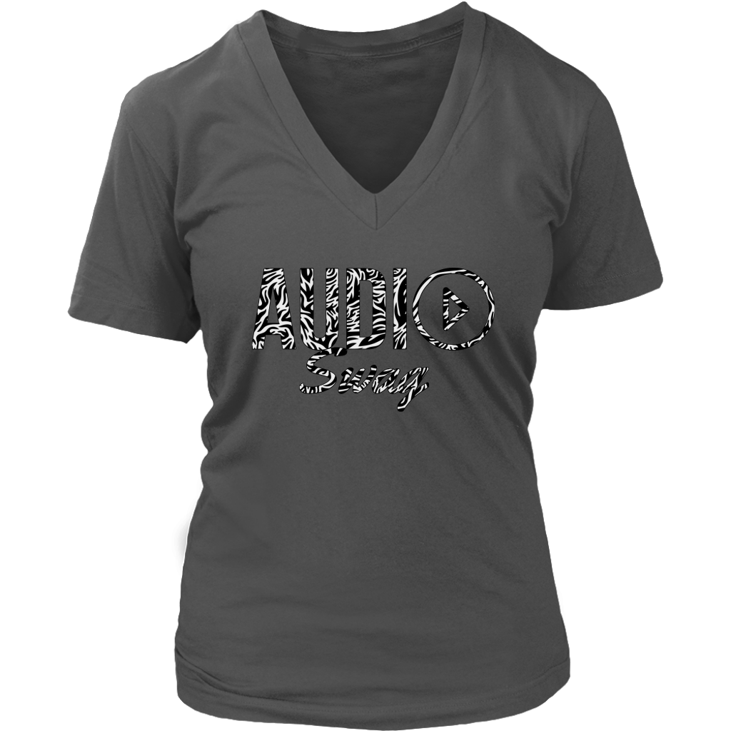 Audio Swag Zebra Logo Ladies V-neck T-shirt - Audio Swag