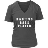 Bad@ss Bass Player Ladies V-Neck Tee