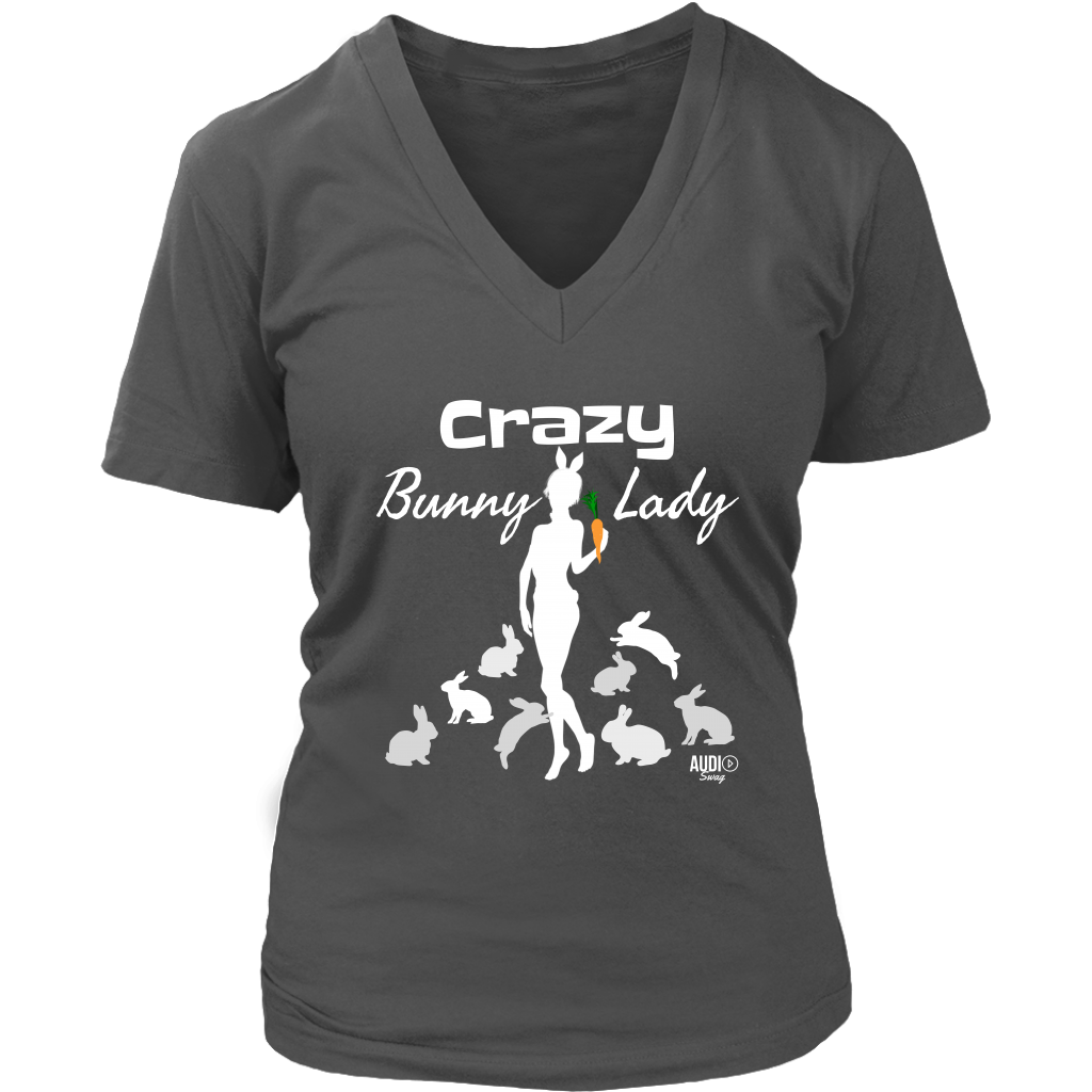 Crazy Bunny Lady Ladies V-neck T-shirt - Audio Swag