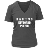 Bad@ss Keyboard Player Ladies V-Neck Tee