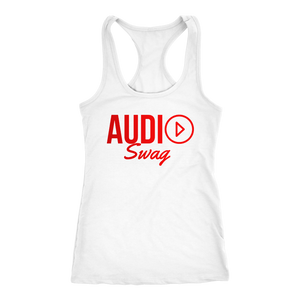 Audio Swag Red Logo Ladies Racerback Tank Top - Audio Swag