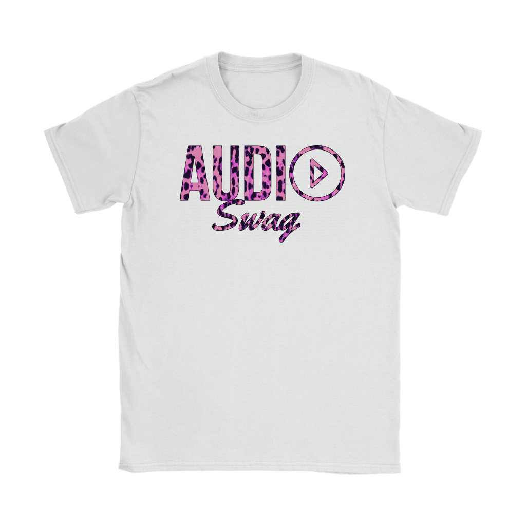 Audio Swag Pink Cheetah Logo Ladies T-shirt - Audio Swag
