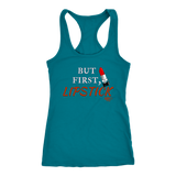But First, Lipstick Ladies Racerback Tank Top - Audio Swag