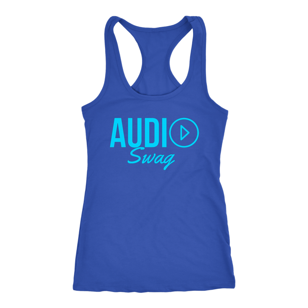 Audio Swag Blue Logo Ladies Racerback Tank Top - Audio Swag