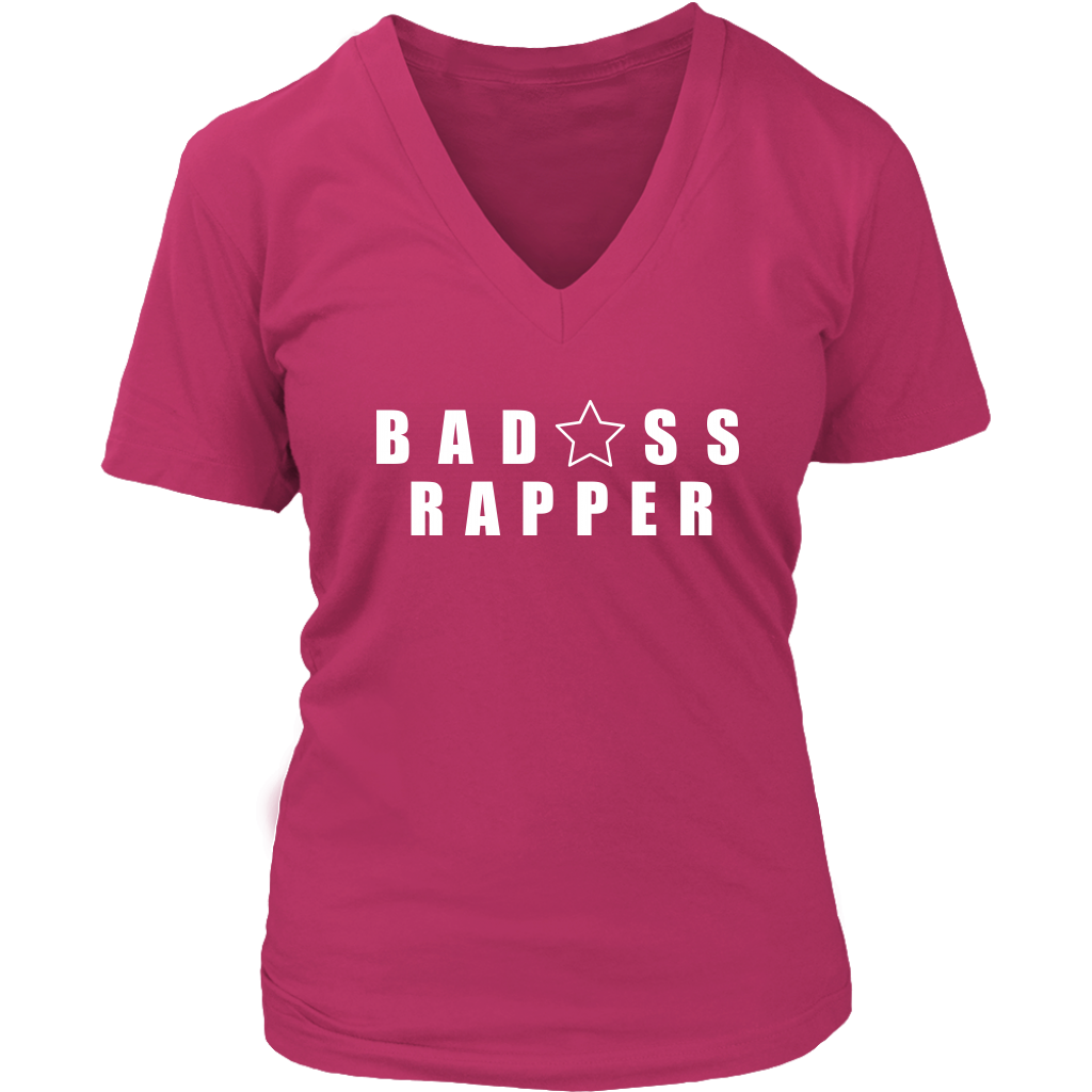 Bad@ss Rapper Ladies V-Neck T-shirt - Audio Swag
