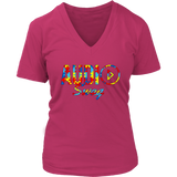 Audio Swag Autism Awareness Puzzle Logo Ladies V-neck T-shirt - Audio Swag