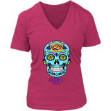Sugar Skull Rose Ladies V-neck T-shirt - Audio Swag