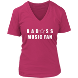 Bad@ss Music Fan Ladies V-Neck Tee