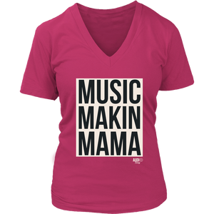 Music Makin Mama Ladies V-neck T-shirt - Audio Swag
