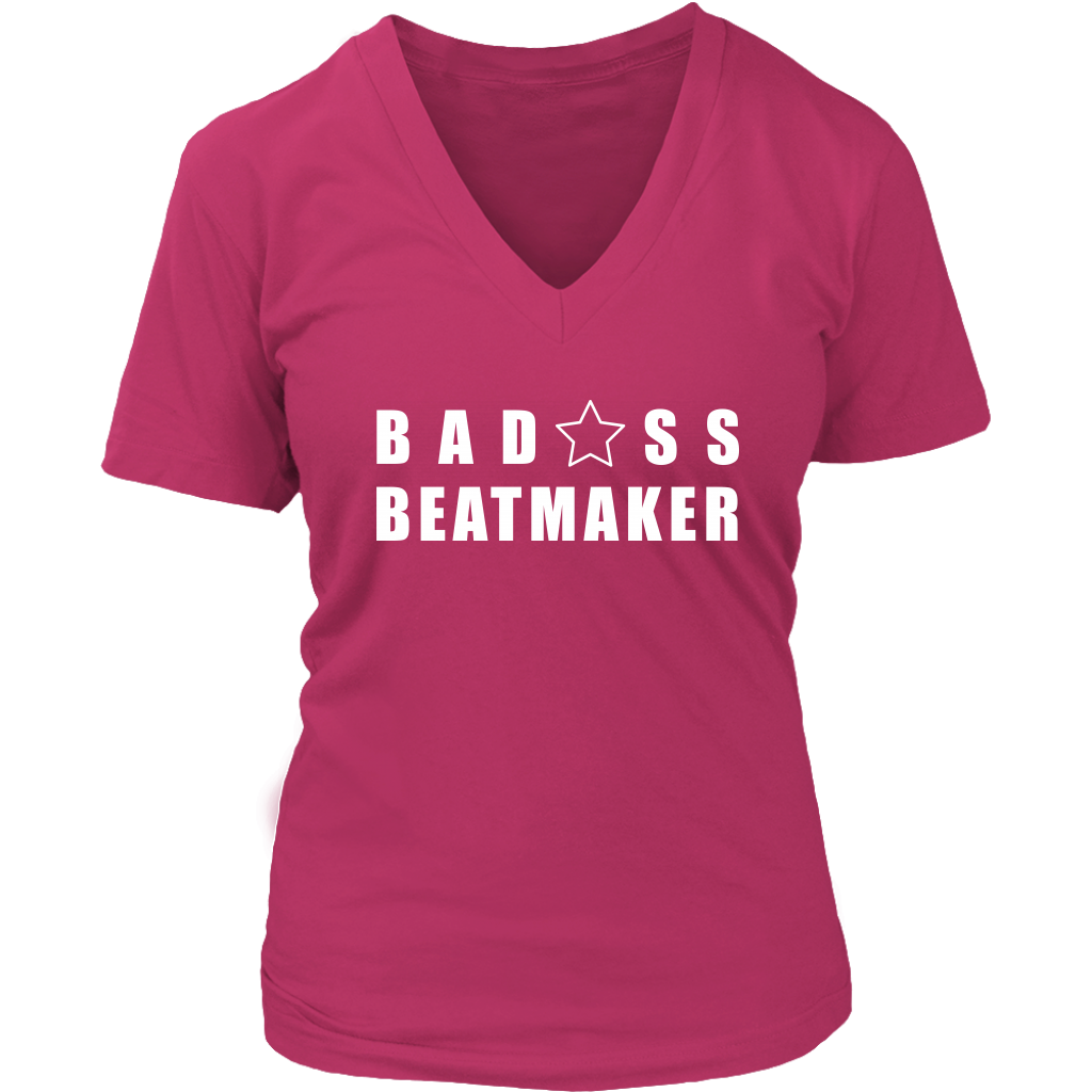 Bad@ss Beatmaker Ladies V-Neck T-shirt - Audio Swag