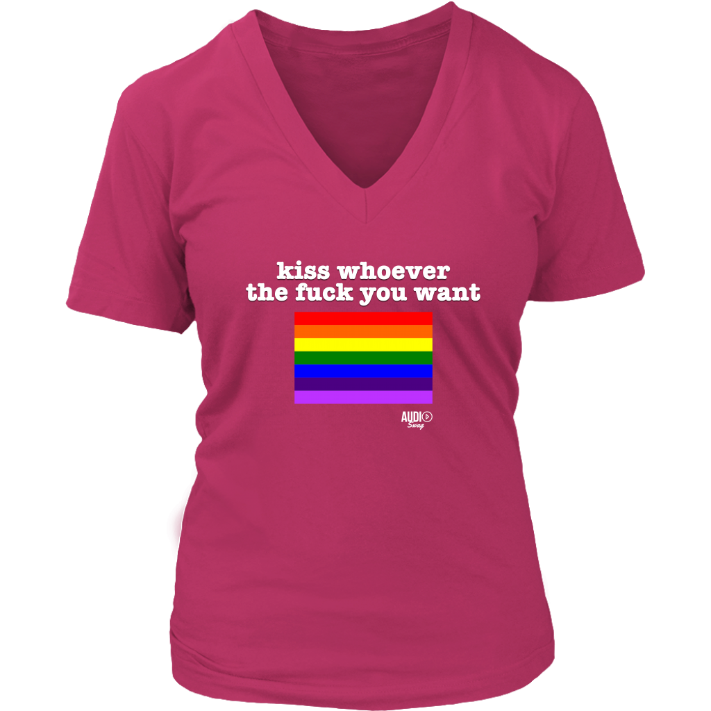 Kiss Whoever The F*#k You Want Ladies V-neck T-shirt - Audio Swag