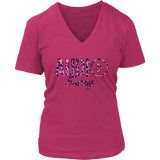 Audio Swag Pink Cheetah Logo Ladies V-neck T-shirt - Audio Swag