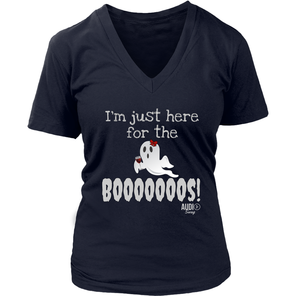 I'm Just Here For The Boooos! Ladies V-neck T-shirt - Audio Swag