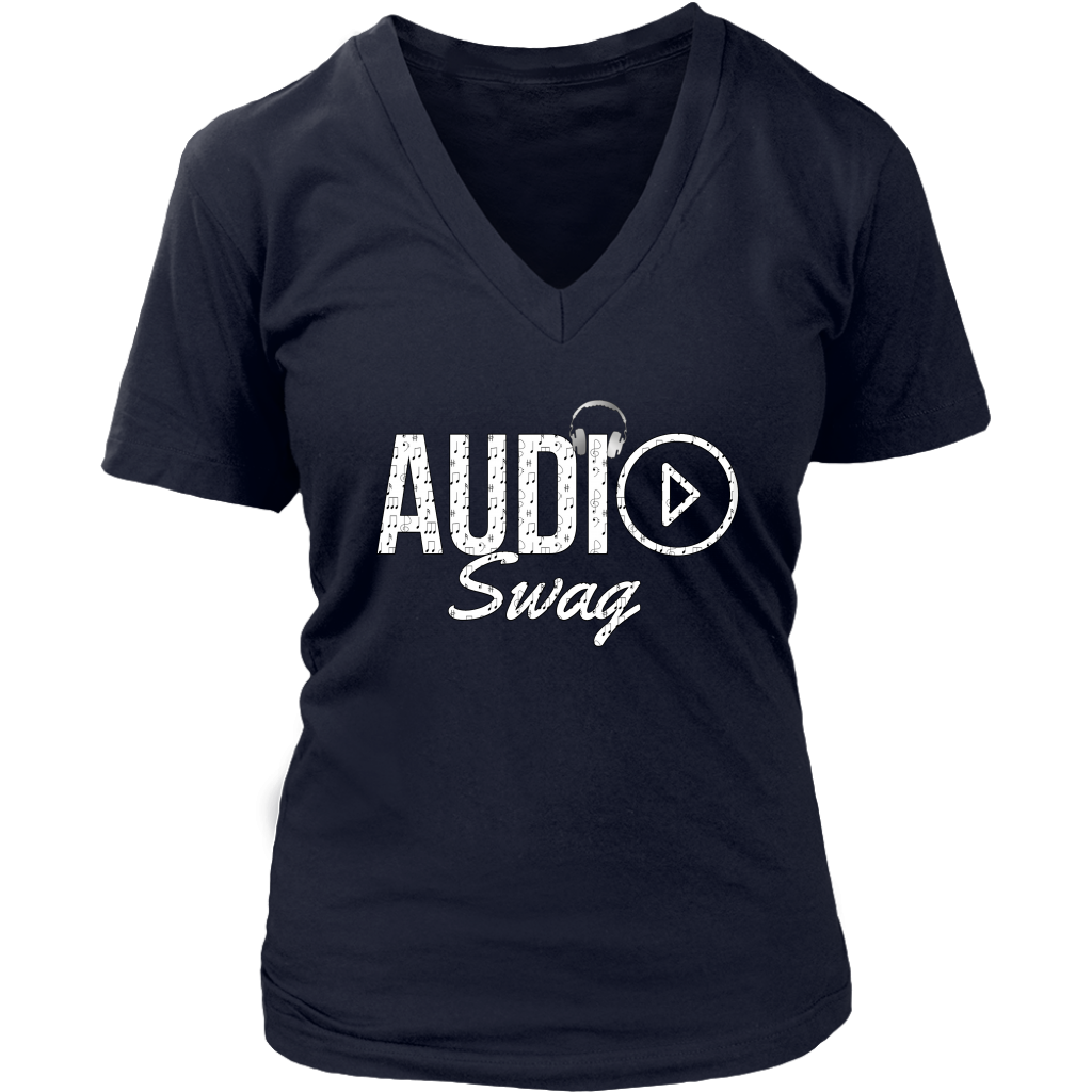 Audio Swag Music Logo Ladies V-neck T-shirt - Audio Swag