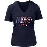 Audio Swag USA Logo Ladies V-Neck Tee