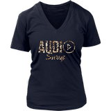 Audio Swag Leopard Logo Ladies V-neck T-shirt - Audio Swag