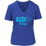 Audio Swag Blue Logo Ladies V-neck T-shirt - Audio Swag