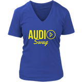 Audio Swag Yellow Logo Ladies V-neck T-shirt - Audio Swag