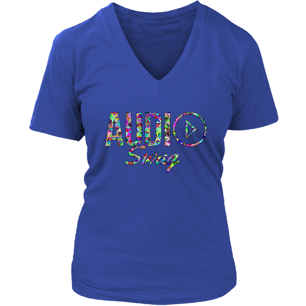 Audio Swag Geometric Logo Ladies V-neck T-shirt - Audio Swag