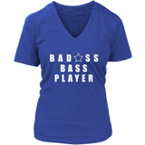 Bad@ss Bass Player Ladies V-Neck Tee - Audio Swag