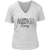 Audio Swag Geometric Logo Ladies V-neck T-shirt
