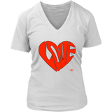 Love Heart Graphic Ladies V-neck T-shirt - Audio Swag