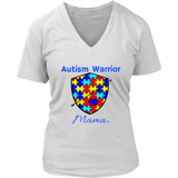 Autism Warrior Mama Ladies V-neck T-shirt - Audio Swag
