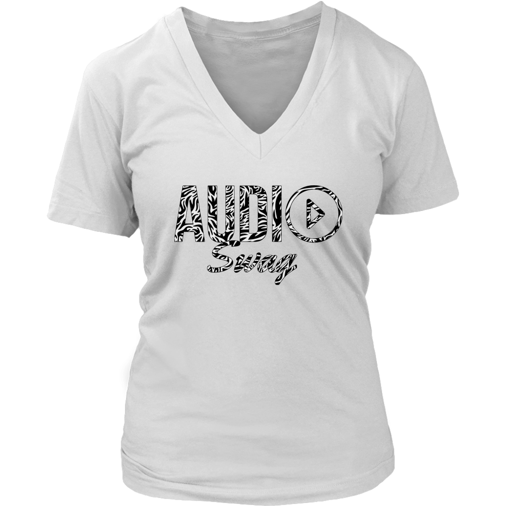Audio Swag Zebra Logo Ladies V-neck T-shirt - Audio Swag