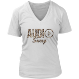 Audio Swag Leopard Logo Ladies V-neck T-shirt
