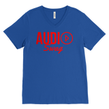 Audio Swag Red Logo Mens V-Neck Tee - Audio Swag