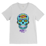 Sugar Skull Rose Mens V-neck T-shirt - Audio Swag