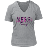 Audio Swag Pink Cheetah Logo Ladies V-neck T-shirt - Audio Swag