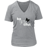 Be(You)tiful Inspirational Ladies V-neck T-shirt - Audio Swag