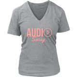 Audio Swag Peach Logo Ladies V- neck T-shirt