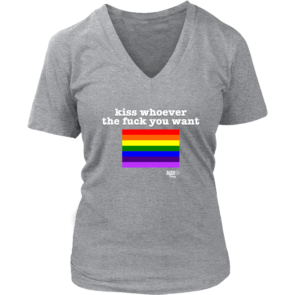 Kiss Whoever The F*#k You Want Ladies V-neck T-shirt - Audio Swag