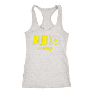 Audio Swag Yellow Logo Ladies Racerback Tank Top - Audio Swag