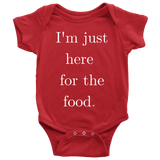Just Here For The Food Baby Bodysuit - Audio Swag