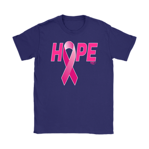 Breast Cancer Awareness Ribbon Hope Ladies T-shirt - Audio Swag