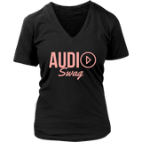 Audio Swag Peach Logo Ladies V- neck T-shirt - Audio Swag