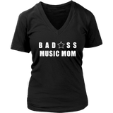 Bad@ss Music Mom Ladies V-Neck Tee - Audio Swag