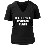 Bad@ss Keyboard Player Ladies V-Neck Tee - Audio Swag