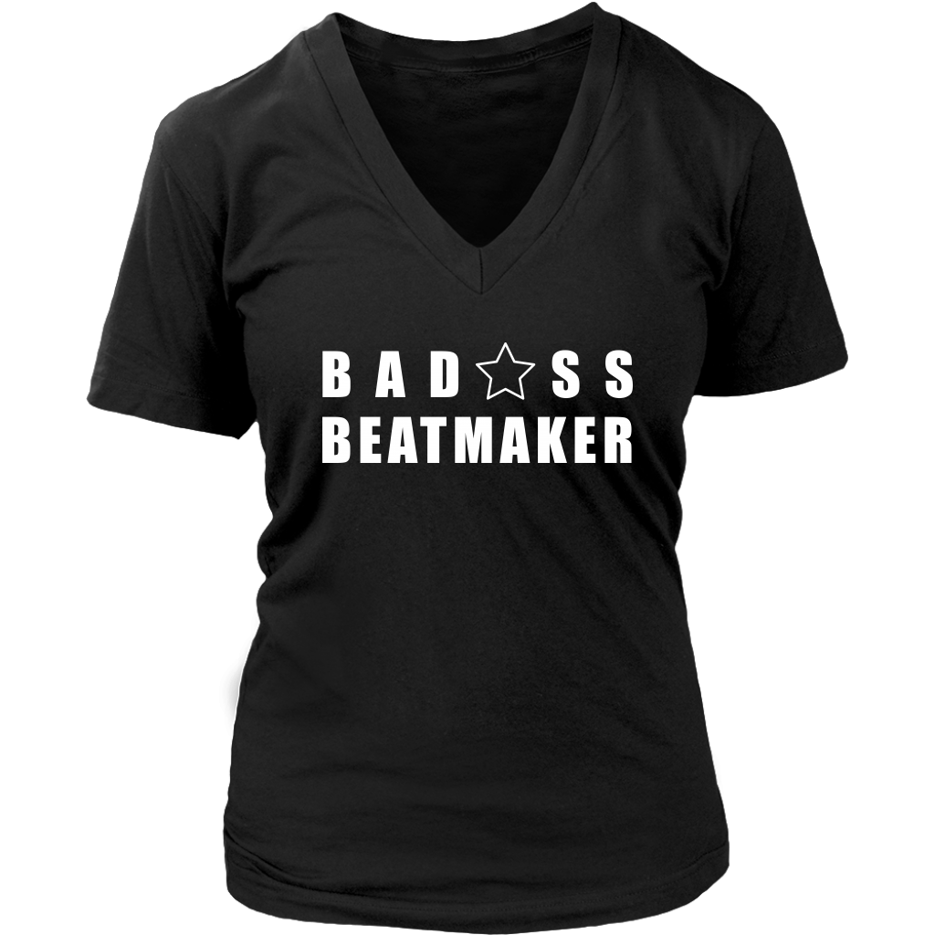 Bad@ss Beatmaker Ladies V-Neck T-shirt - Audio Swag